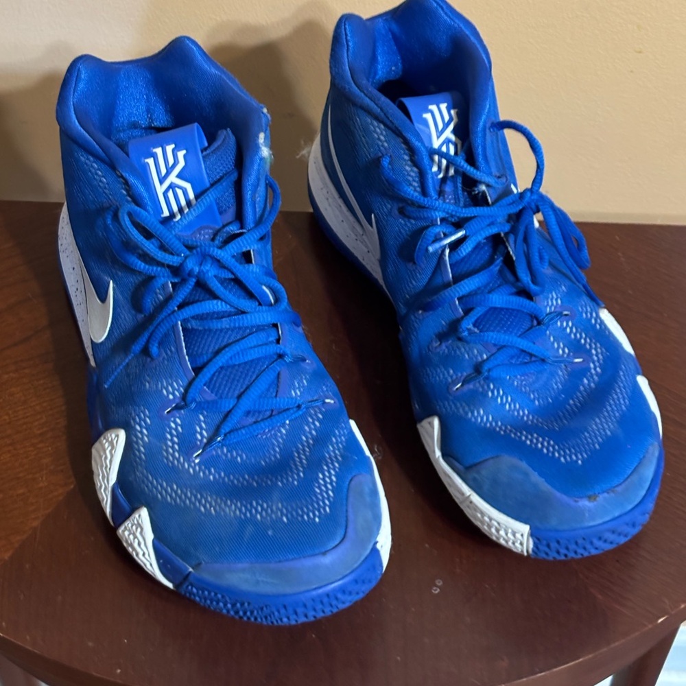 Nike Blue and White Kyrie 4 Men's Basketball Sneakers